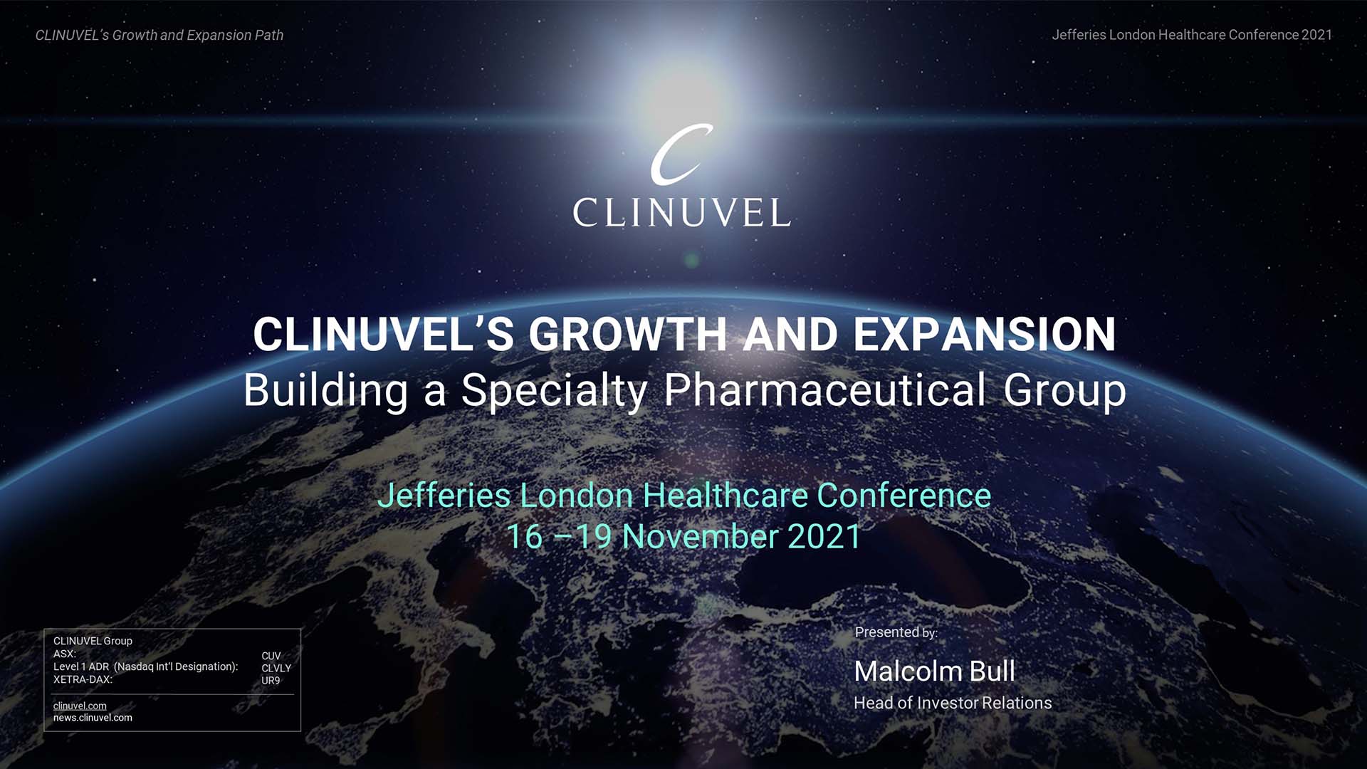 Jefferies London Healthcare Conference November 2021